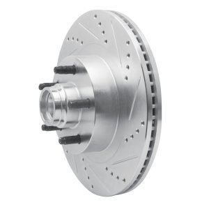 Ford Explorer Sport Brake Rotor (1) - Front Right - R1 Concepts - Drilled & Slotted - Silver - `01-`05